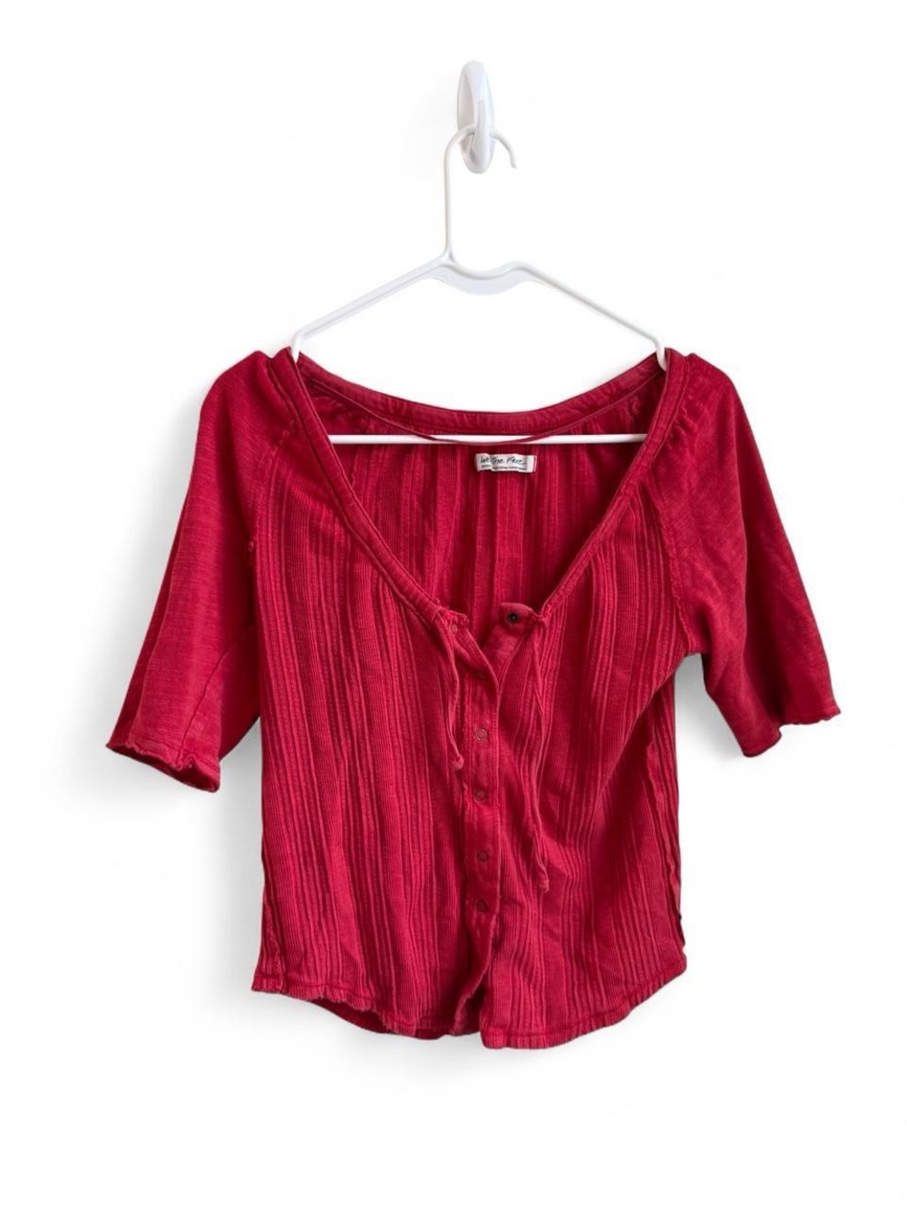 We The Free Free People Daisy Snap Front Ribbed Tee